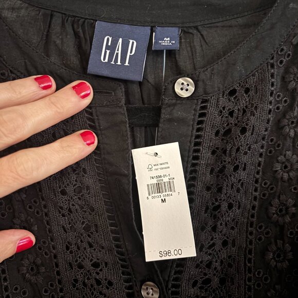 NWT Gap Lace Trim Mini Dress White Eyelet Boho Cottagecore Coquette Medium - Picture 3 of 10